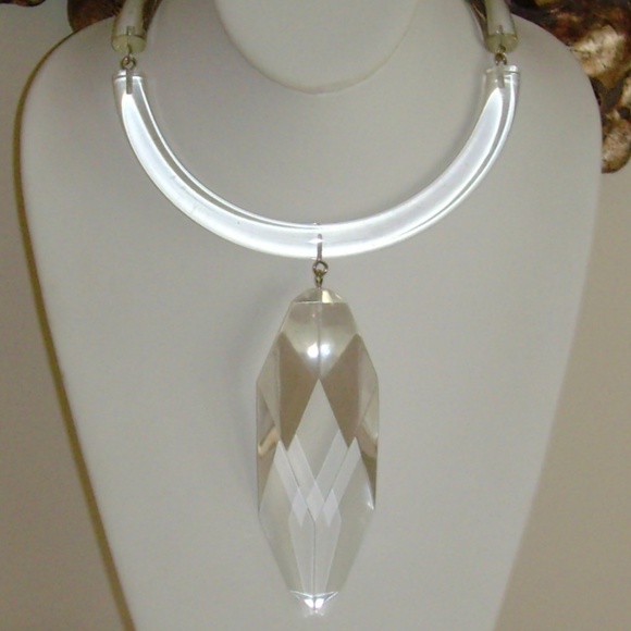 Judith Hendler Clear Lucite Collar Necklace - Picture 1 of 16